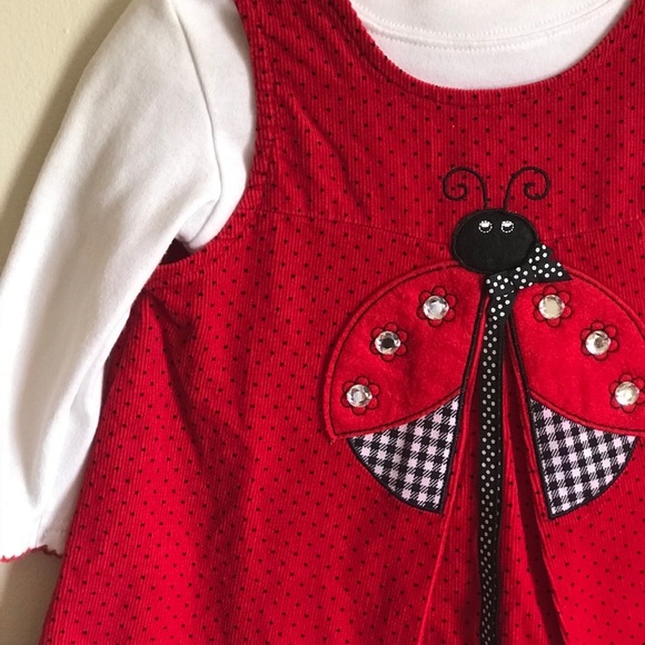 Rare 80’sVintage Toddler Ladybug appliqué Dress 2T - Picture 6 of 7